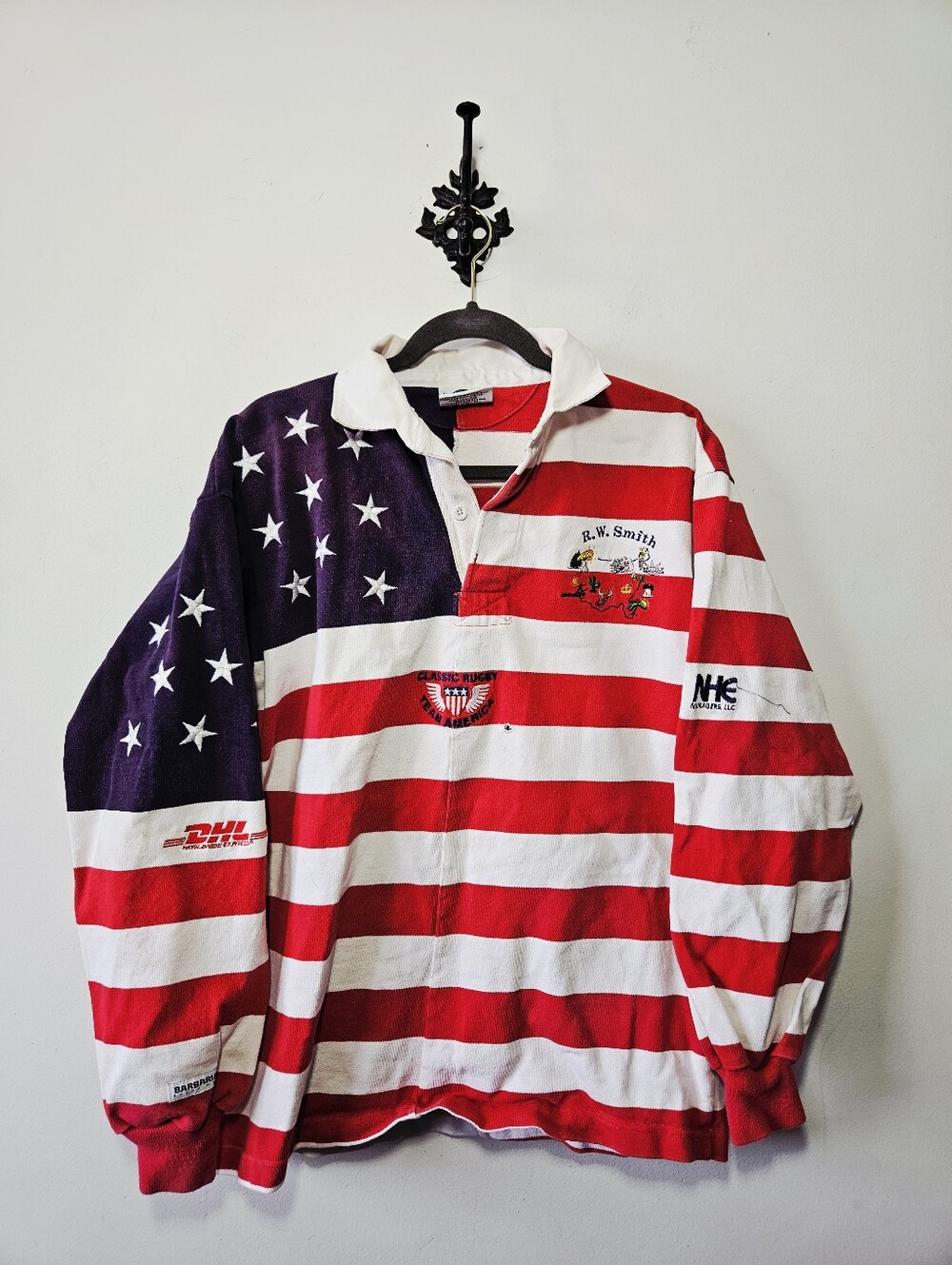 Vintage Barbarian Rugby Wear Cotton Jersey Team USA Size XL Polo Shirt